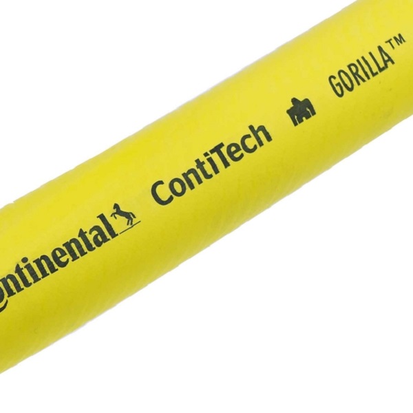 Close-up of yellow Continental ContiTech hose.
