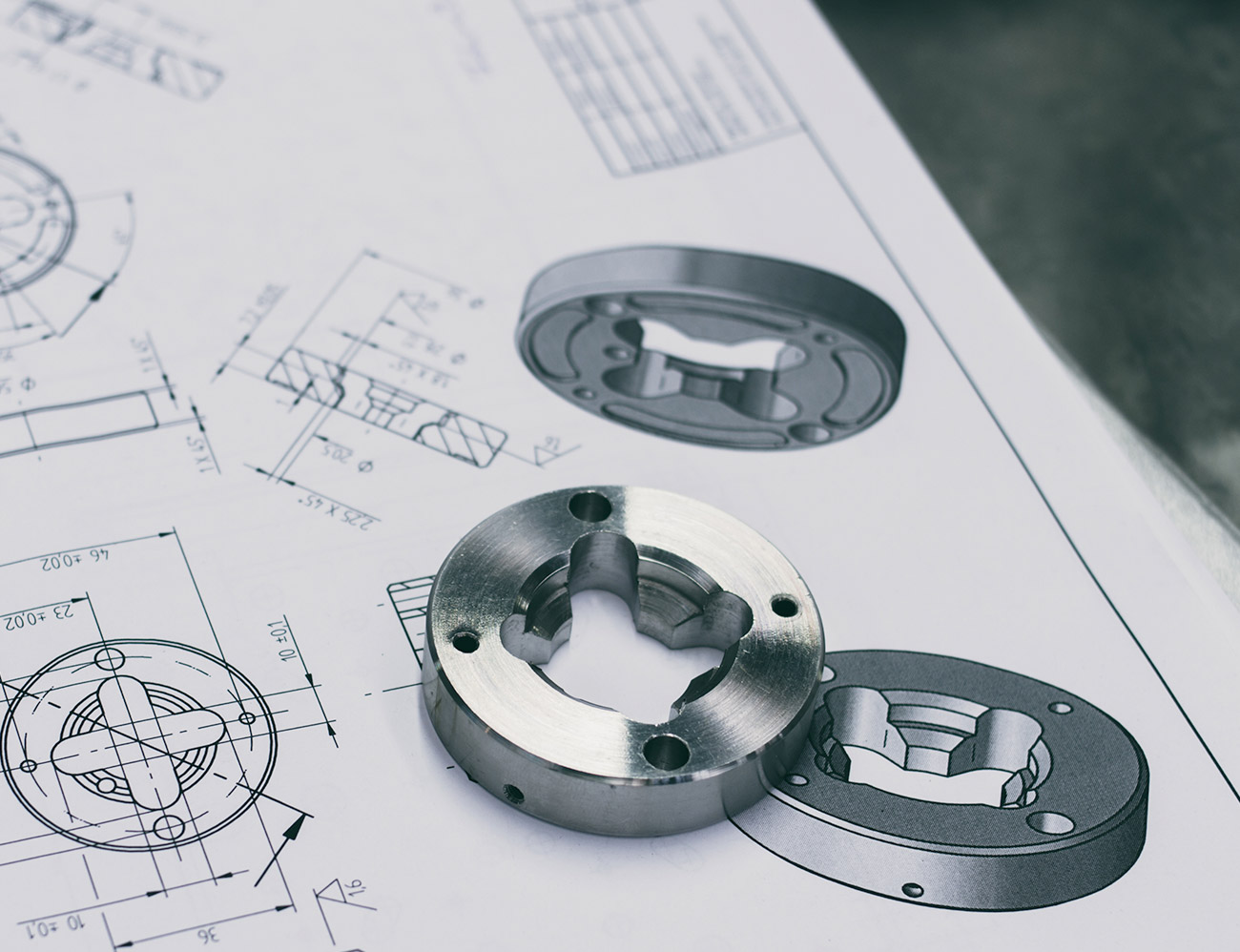 Industrial parts being fabricated.